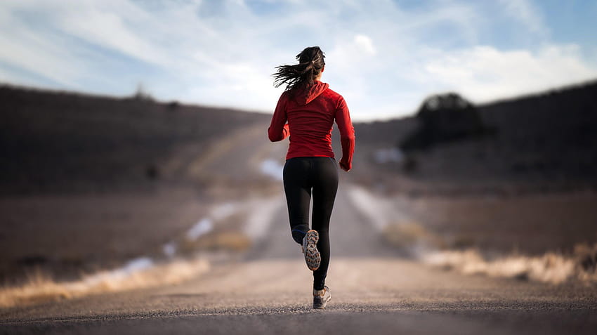 Woman running on road, women running HD wallpaper