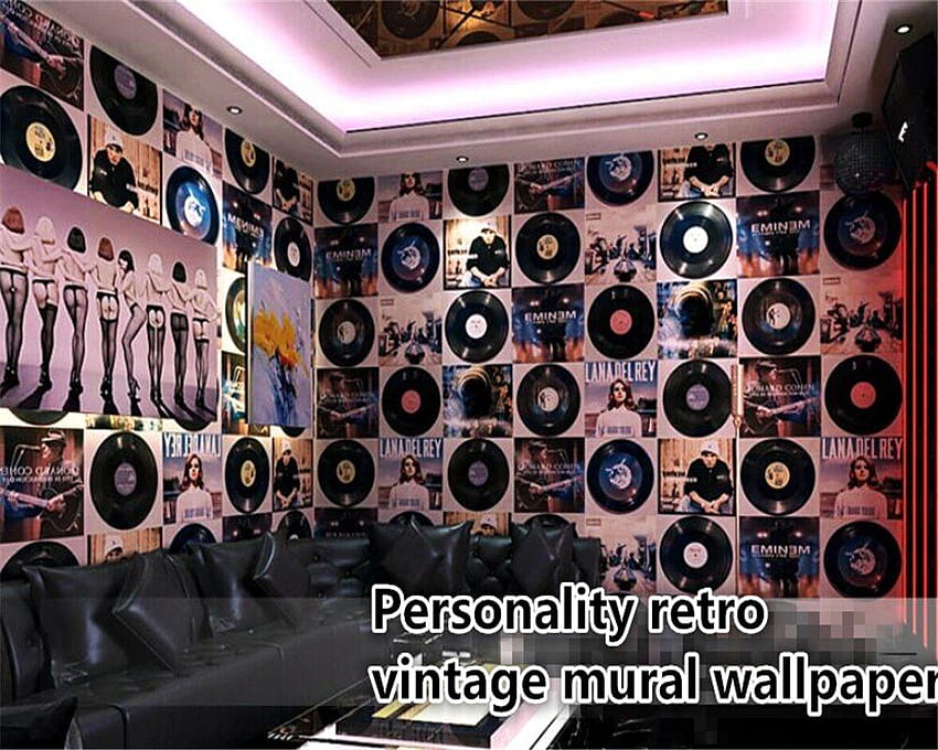 beibehang 3d wall murals Retro Vintage Recording CD Decorative Mural Bar KTV Theme for children's room HD wallpaper