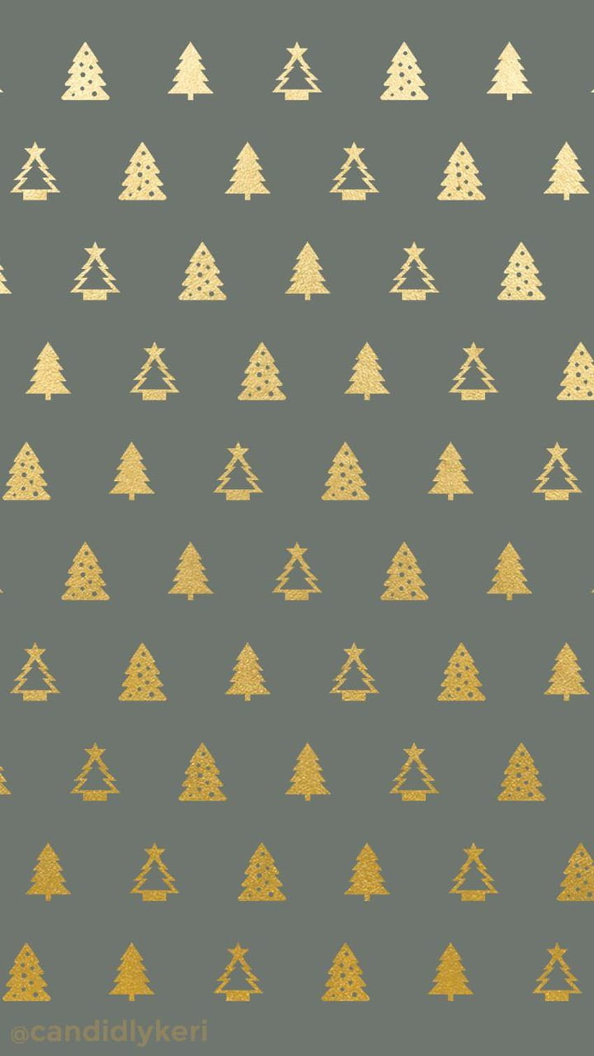 Árvore de Natal Folha de Ouro Fundos Verdes Papel de parede de celular HD
