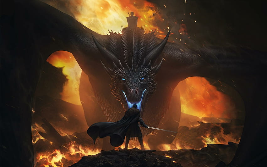 Jon Snow Vs Night King Dragon 3840×2400, game of thrones drogon HD wallpaper