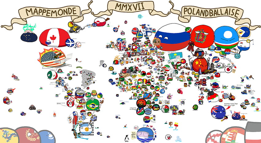 Well Defined Countryballs World Map 2019 폴란드볼 세계, 컨트리 볼 HD 월페이퍼