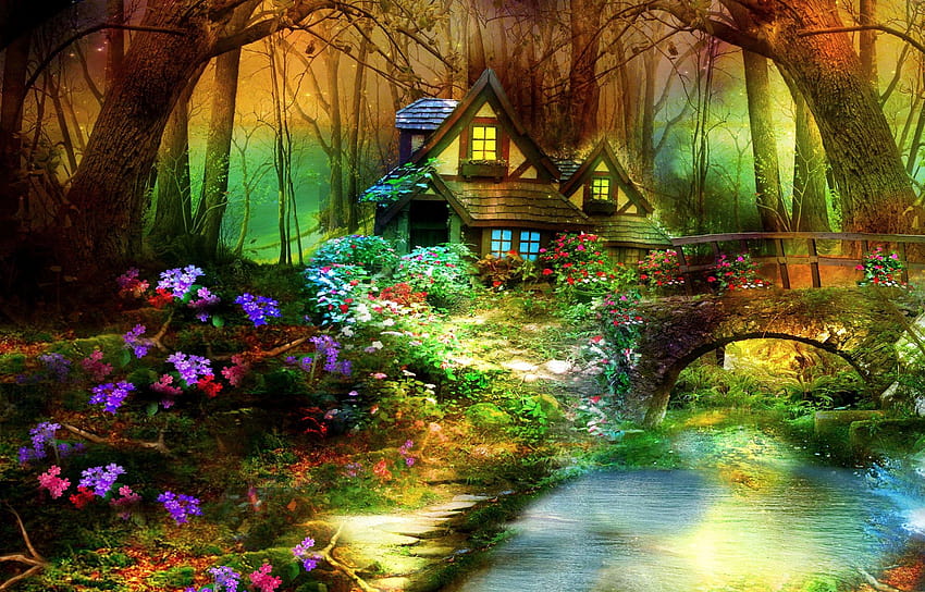 Papéis de Parede Floresta mágica, imagem de arte 2880x1800 HD imagem