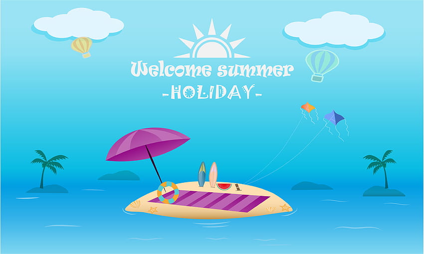 Vector del concepto de actividad de playa de verano, bienvenido a las vacaciones de verano 560271 Arte vectorial en Vecteezy, dibujos animados de vacaciones de verano fondo de pantalla