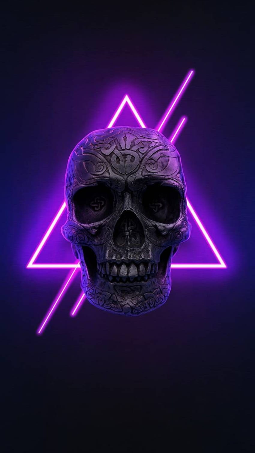Neon skull by hasaka, neon skeleton HD phone wallpaper