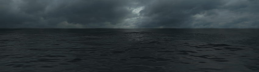 Awan gelap di atas laut [3840x1080], laut gelap Wallpaper HD