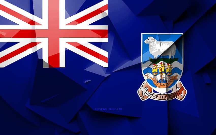 Flag of Falkland Islands, geometric art, South American countries, Falkland Islands flag, creative, Falkland Islands, South America, Falkland Islands 3D flag, national symbols with resolution 3840x2400. High HD wallpaper
