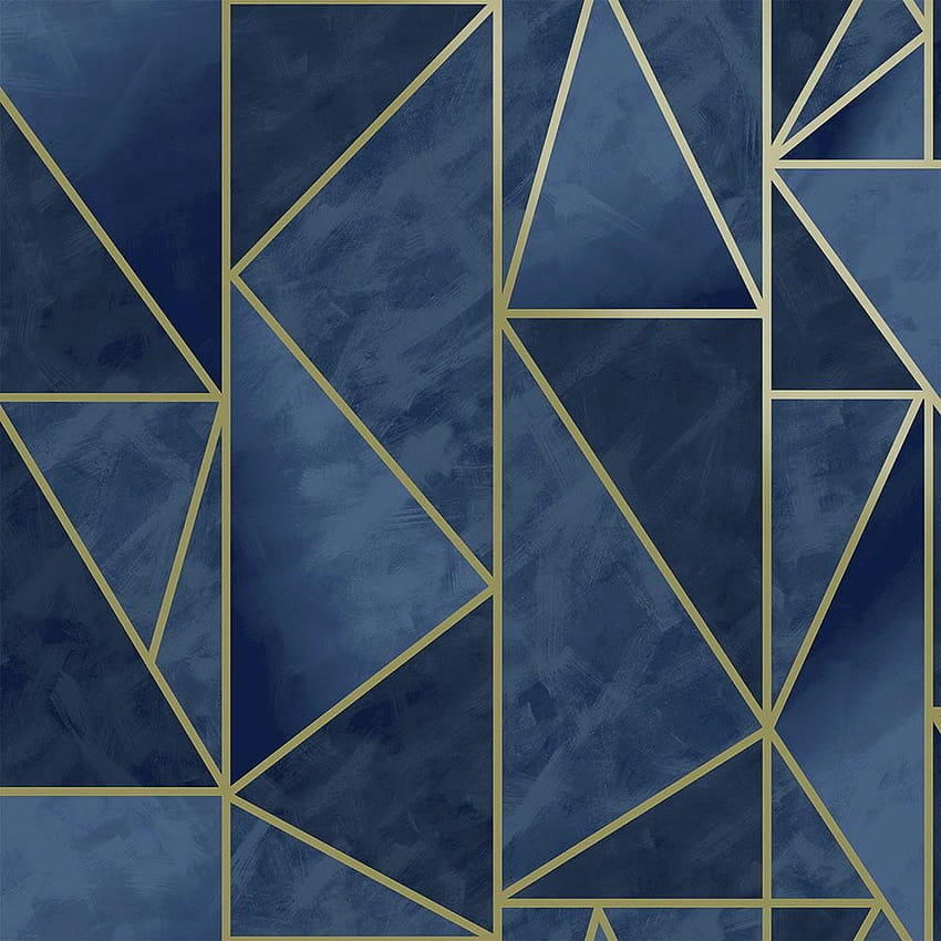 Triângulos metálicos boêmios em marinho e dourado por Walls Republ – BURKE DECOR, triangular Papel de parede de celular HD