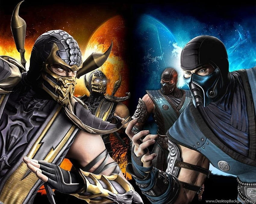 Mortal Kombat Sub Zero kontra Skorpion. Tła, poniżej zera vs skorpion Tapeta HD