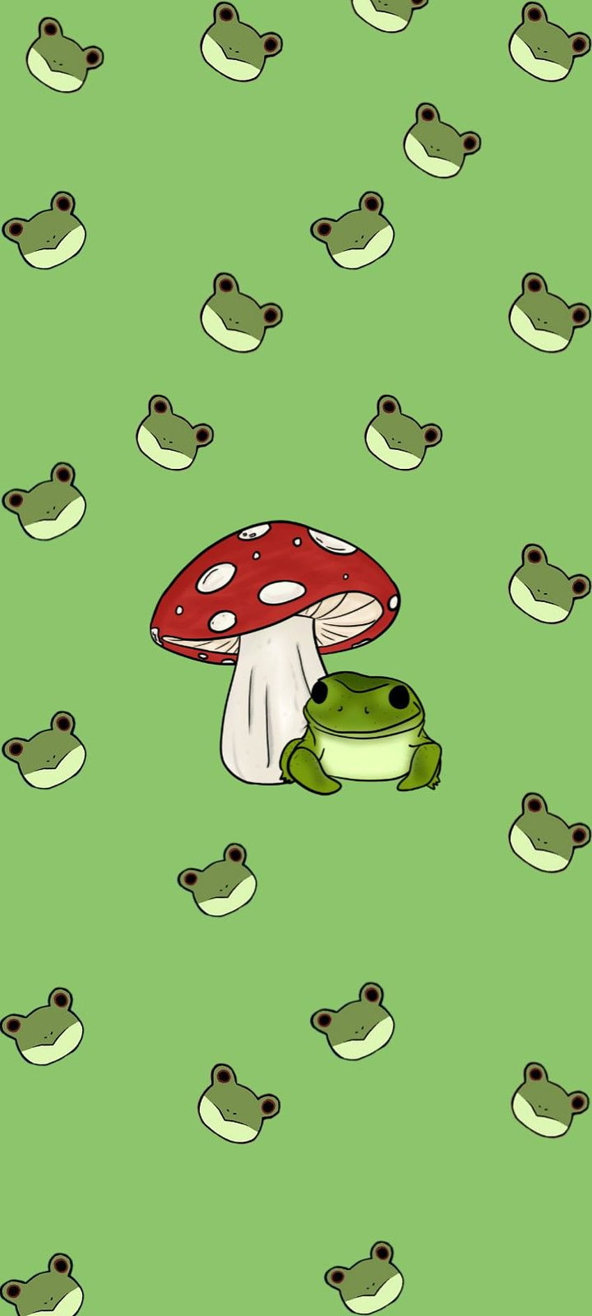 Kawaii Frog  Mushroom Green Wallpapers  Cute Frog Wallpaper