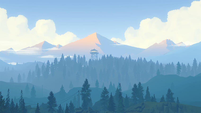 Valley bathed in morning mist from Firewatch HD wallpaper