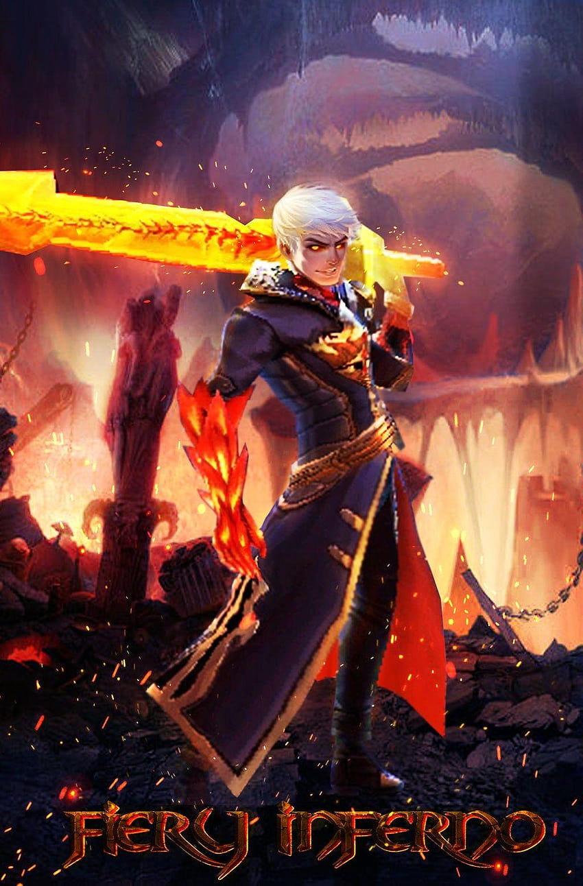 Mobile Legend Alucard Fiery Inferno สกิน Fiery Inferno ตำนานมือถือ Alucard วอลล์เปเปอร์โทรศัพท์ HD