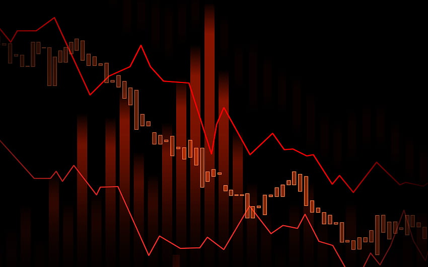 黒の背景、分析、金融の概念、グラフの背景、図、分析の概念、ビジネスの背景、解像度 2880 x 1800 の金融グラフの背景に赤いグラフ。 高品質、分析 高画質の壁紙