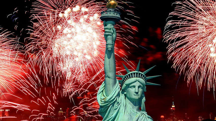 Dzień Niepodległości, USA, NY, Statua Wolności, zdarzenie, fajerwerki, Święta, dzień niepodległości 2022 Tapeta HD
