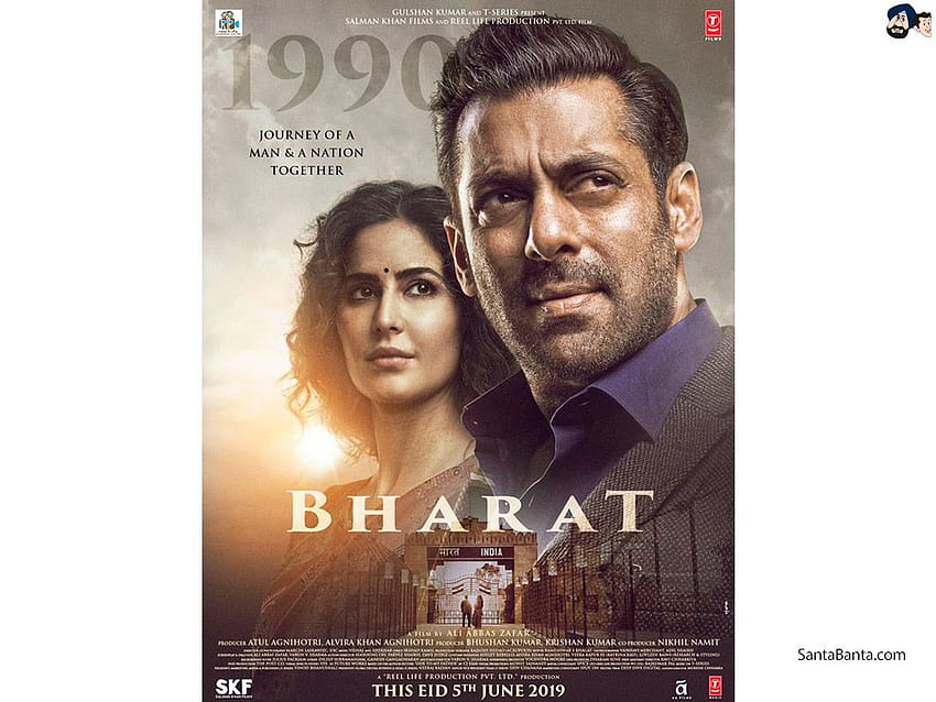 Cartaz do filme hindi, Bharat, estrelado por Salman Khan e Katrina Kaif, pôster do filme hindi papel de parede HD