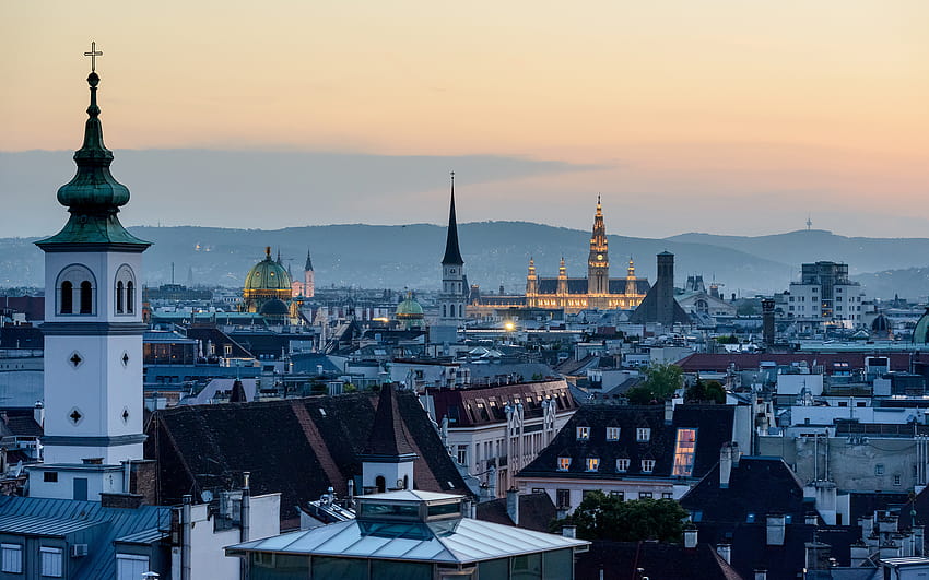 Diariamente: Pôr do sol em Viena, Áustria, windows viena papel de parede HD