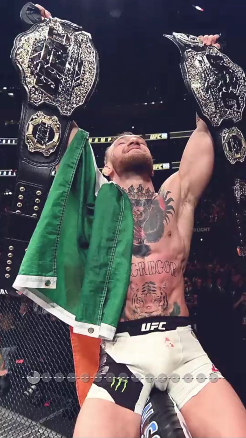 Conor McGregor, първият шампион в две дивизии в историята на UFC, ufc пояс HD тапет за телефон