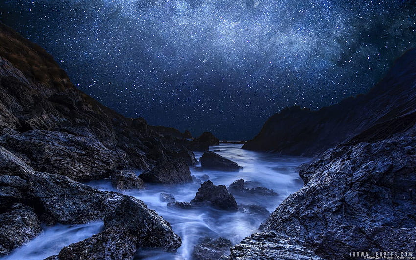 Cyan Starry Night ค่ำคืนแห่งดวงดาว วอลล์เปเปอร์ HD