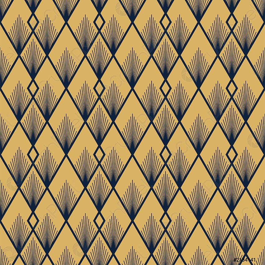 Pola tak beraturan vektor Art Deco Vintage latar belakang geometris emas dekoratif wallpaper ponsel HD