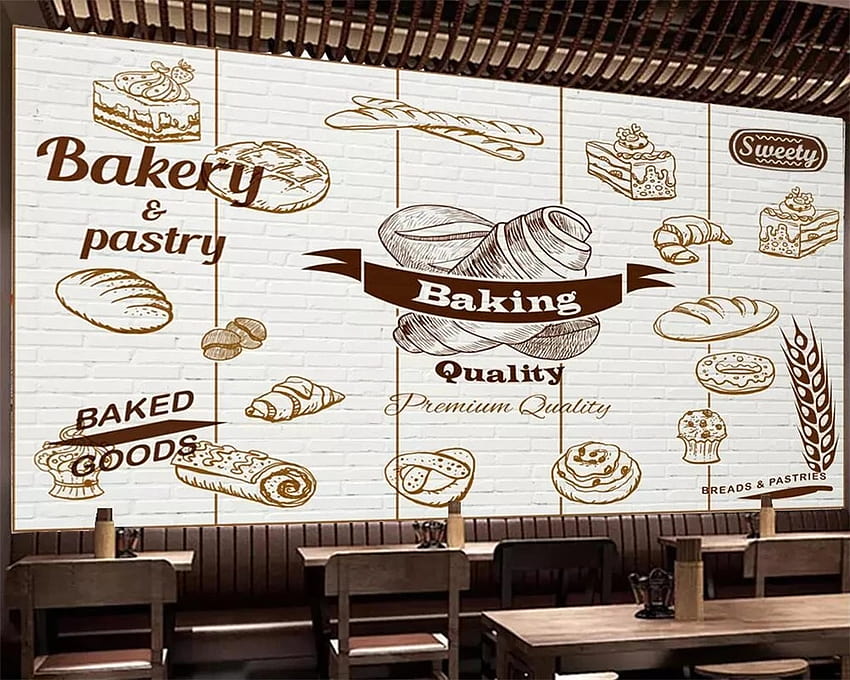 Fundos de loja de bolos de padaria personalizada Beibehang mural de decoração de restaurante sala de estar quarto murais 3d papel de parede HD