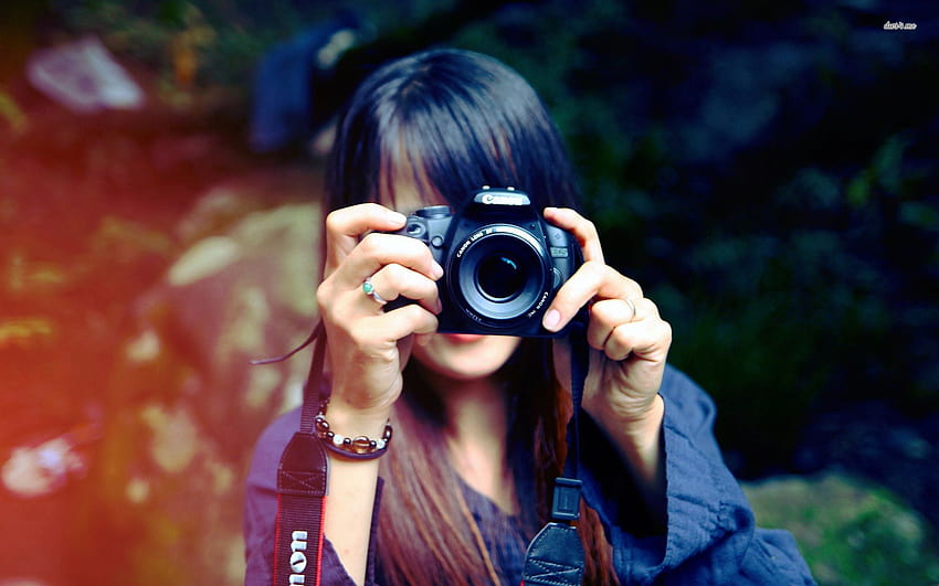canon camera graphy girl with canon, girl graphy HD wallpaper