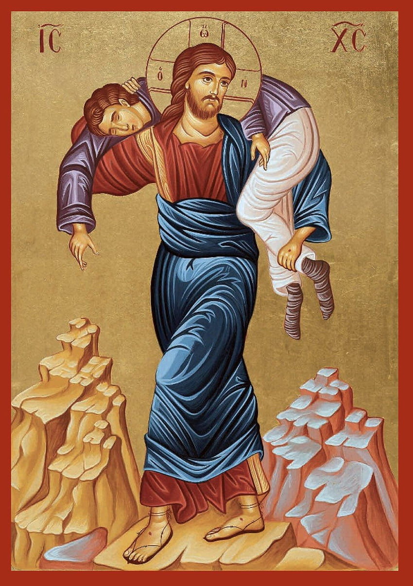 Hand painted Byzantine Icon Of Jesus Christ The Good Shepherd, orthodox icons HD phone wallpaper
