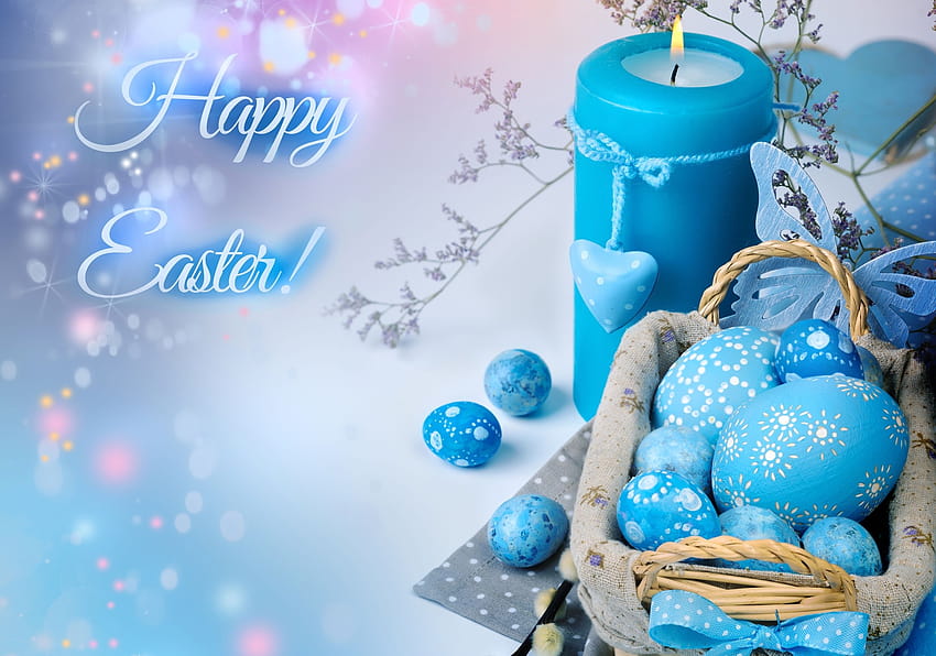 Easter Eggs Light Blue Candles 2500x1754, blue easter HD wallpaper