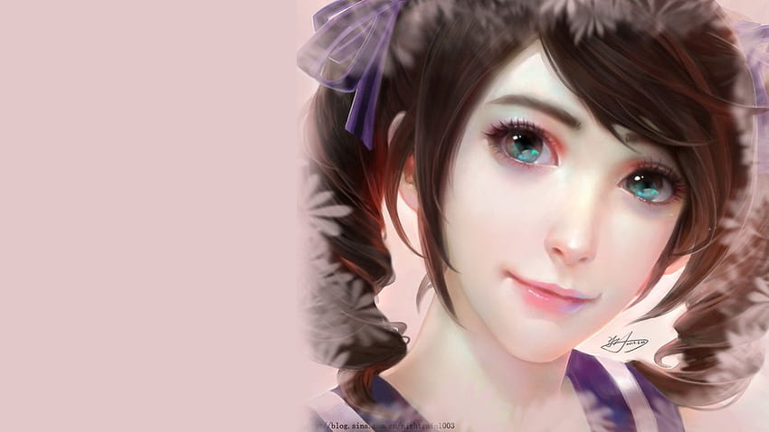 Drawn fantasy Painted girls japanese woman with big eyes HD wallpaper