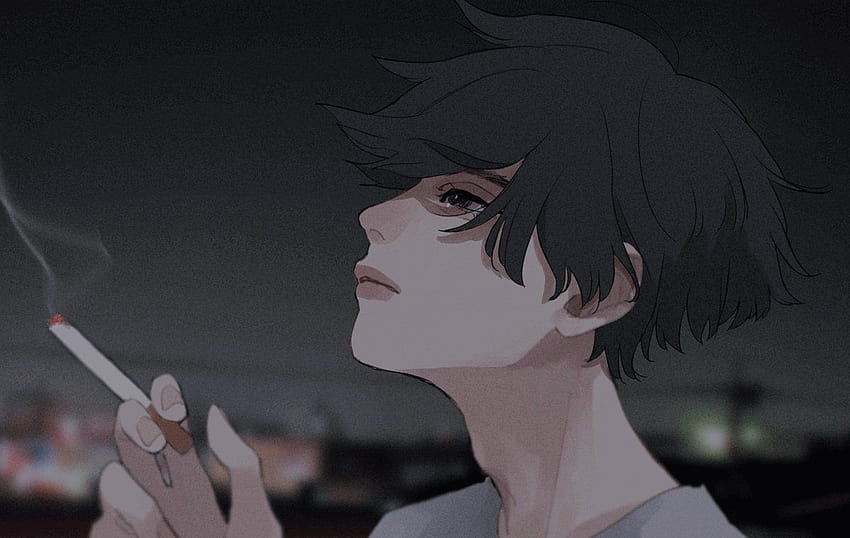 Palenie chłopca z anime Tapeta HD