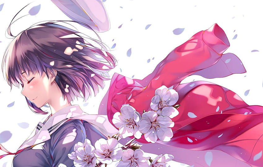 flores, anime, arte, niña, Saenai Heroine from fondo de pantalla
