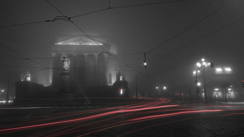 Foggy city of Turin, Italy and HD wallpaper