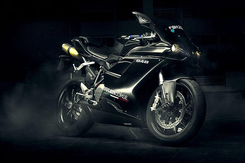 Черни мотоциклети Ducati 848 Evo, черен мотоциклет HD тапет
