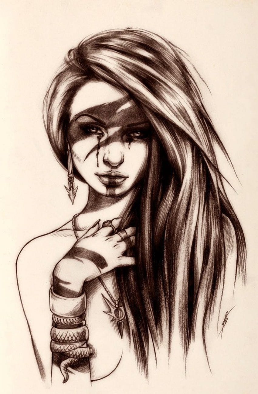 result for draw warrior woman face, women face sketch HD phone wallpaper