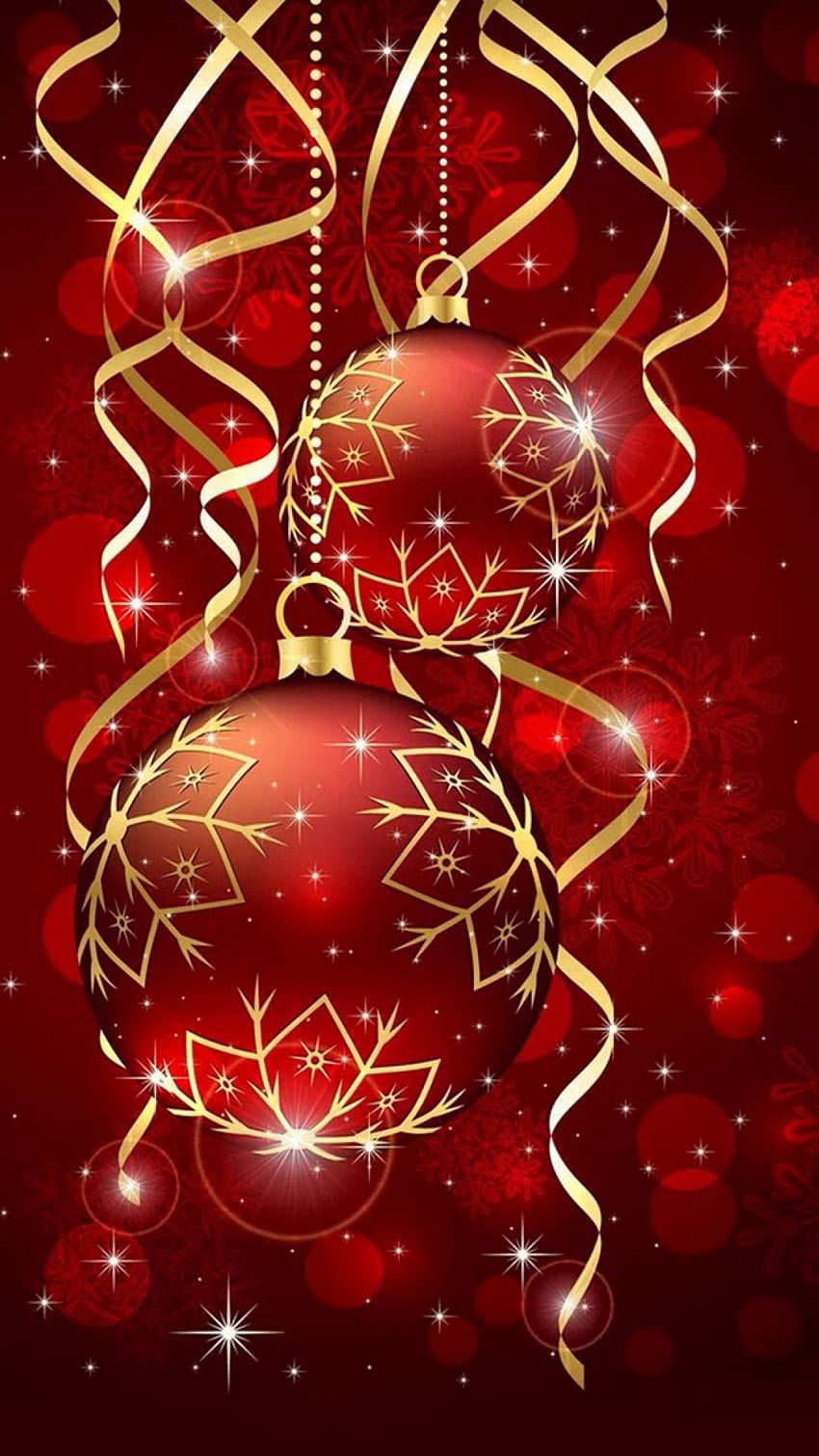 Android Best : Red Christmas Ball Ornaments Android Best, red christmas android HD phone wallpaper