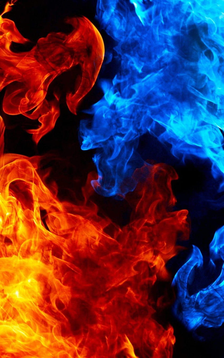 青と赤の火、 HD電話の壁紙