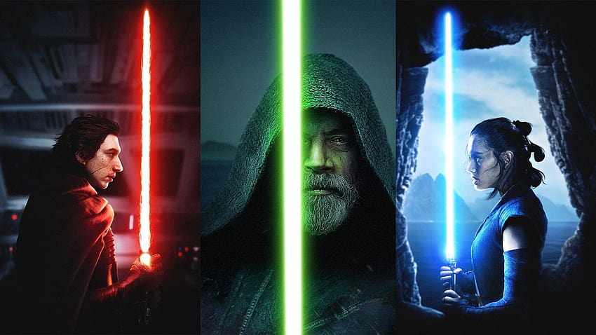 Star Wars Star Wars: The Last Jedi Adam Driver Blue Lightsaber Daisy Ridley Green Li… in 2020 HD wallpaper