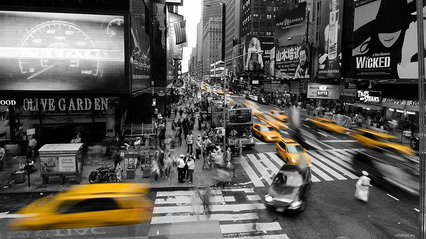 Cityscapes new york city taxi selective coloring, new york cab HD wallpaper