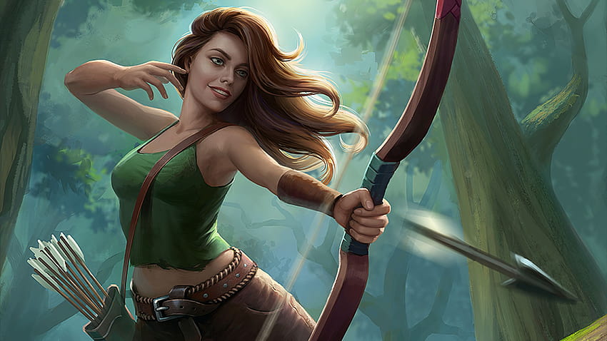 Female Archer, female bow and arrow HD wallpaper