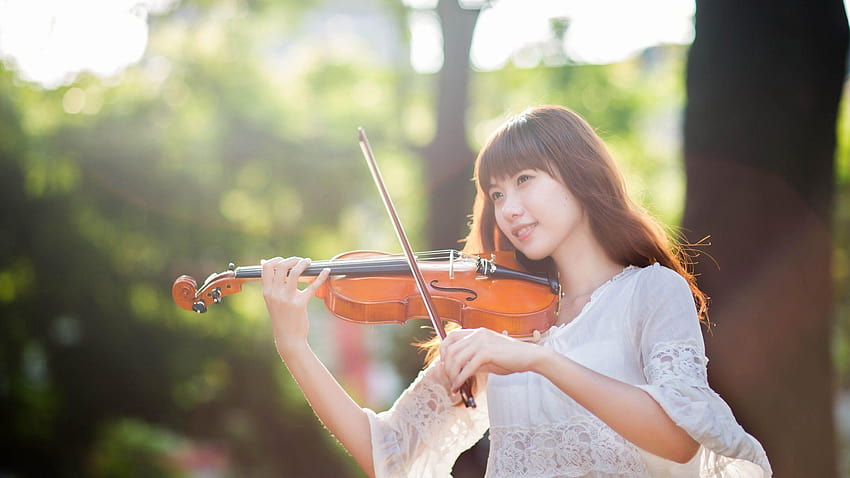 Girl playing the violin, girl and violin HD wallpaper