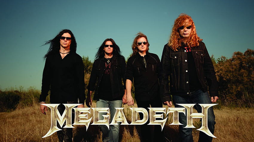 Megadeth band with text overlay thrash metal metal music long hair metal band … HD wallpaper