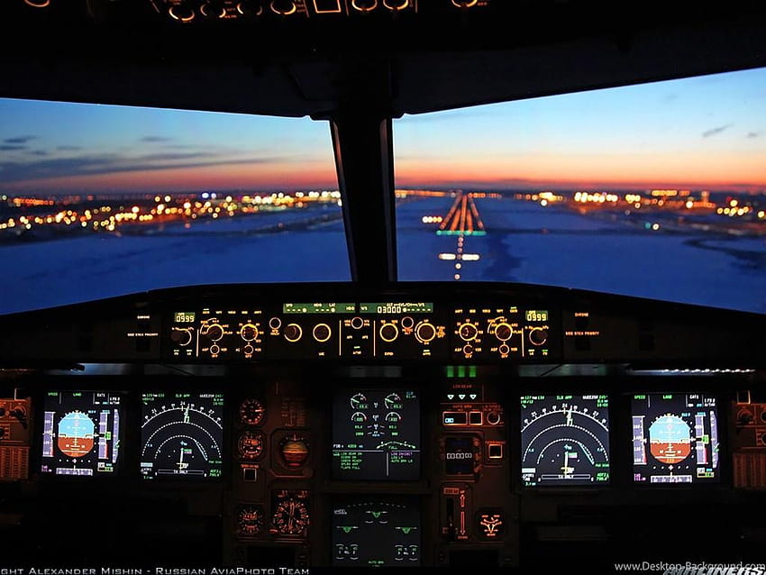 Фонове в пилотската кабина на Airbus A320 HD тапет