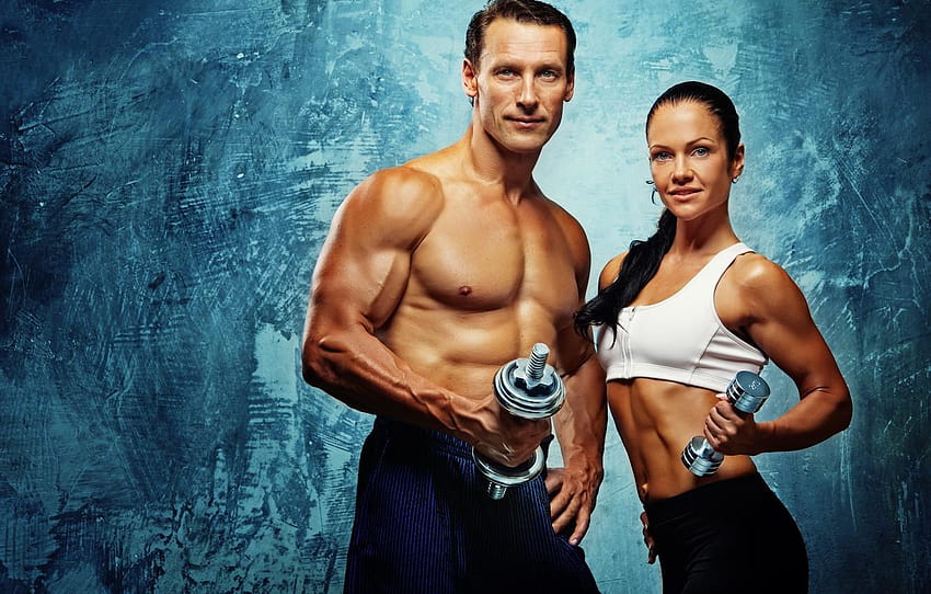 couple, fitness, bodybuilding, gym couple HD wallpaper