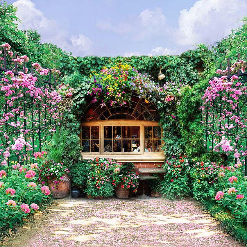 Blumengrafik Kulissen Gartenkulisse Für Grafik Hintergrundgarten HD-Handy-Hintergrundbild