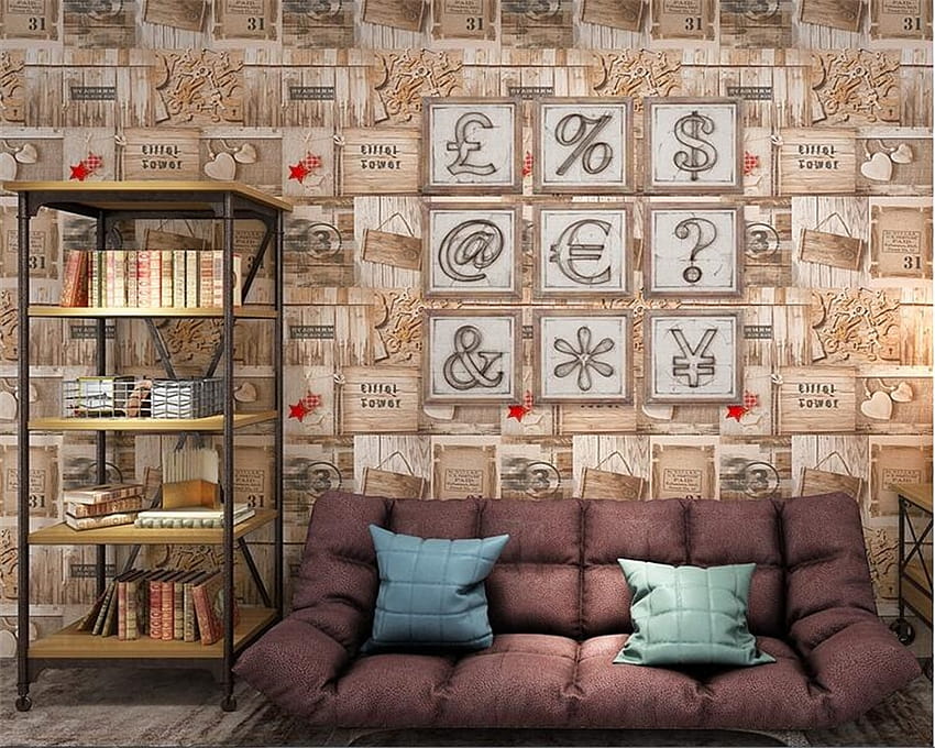 beibehang American style retro wood PVC 3d Mediterranean coffee shop Internet cafe backgrounds living room HD wallpaper