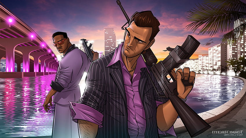 Grand Theft Auto Vice City, PC Gaming, Tommy Vercetti, Lance Vance / и мобилни фонове HD тапет