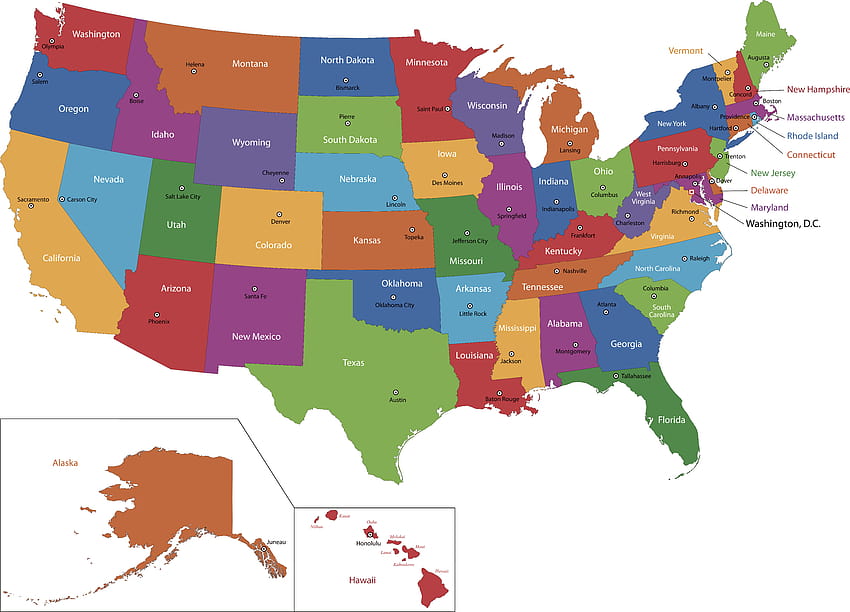 5 Peta Amerika Serikat, 50 negara bagian Wallpaper HD