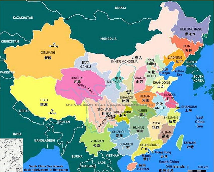 Карта на провинциите в Китай, китайски провинции HD тапет