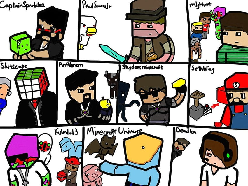 Famous Minecraft Youtubers Skins Famous youtubers by [1024x768] for your , Mobile & Tablet HD wallpaper