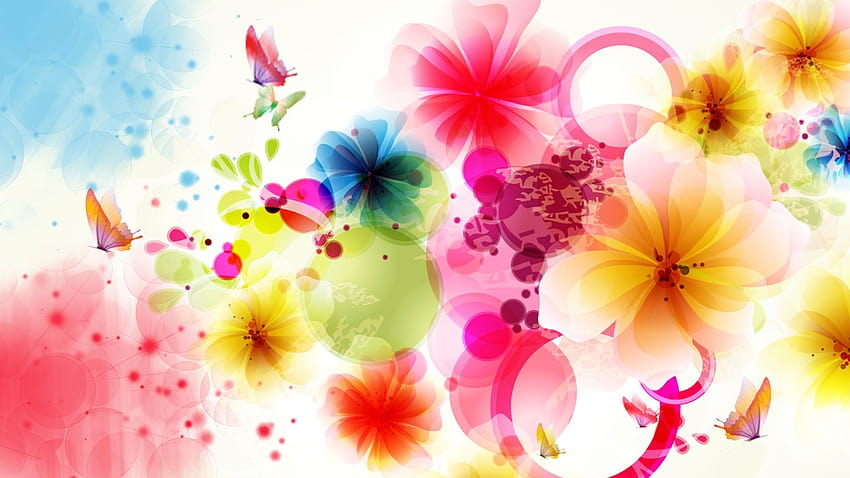 Colorful Abstract Flower, colorful abstract graphic design HD wallpaper