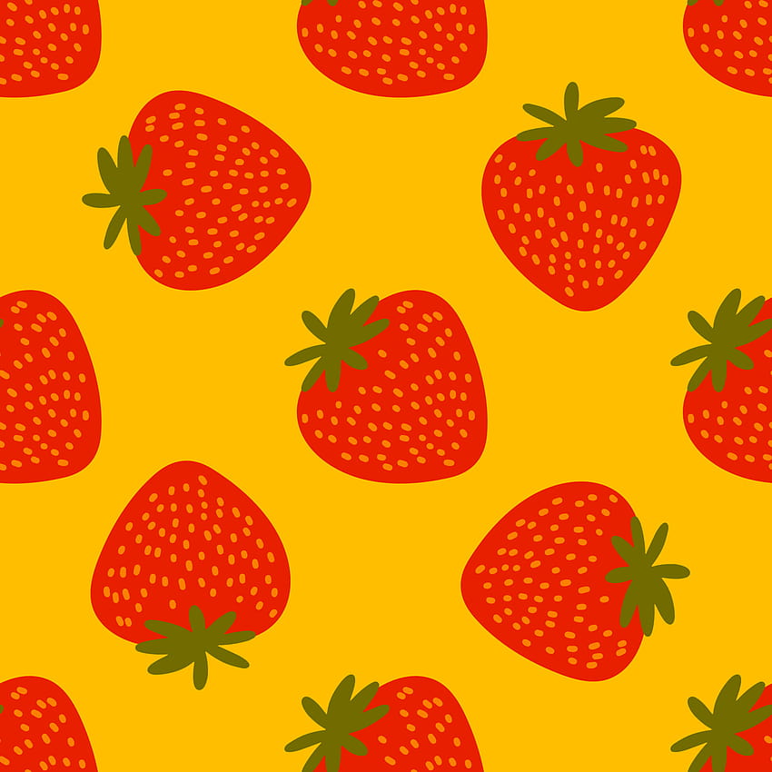 Vector seamless pattern. Sweet red fruit berry with flowers and leaves. Summer backgrounds for social medai. Promotion of food market, local shops. For printing on paper and fabric, banners, . 6663056 Vector, sweet summer food HD phone wallpaper