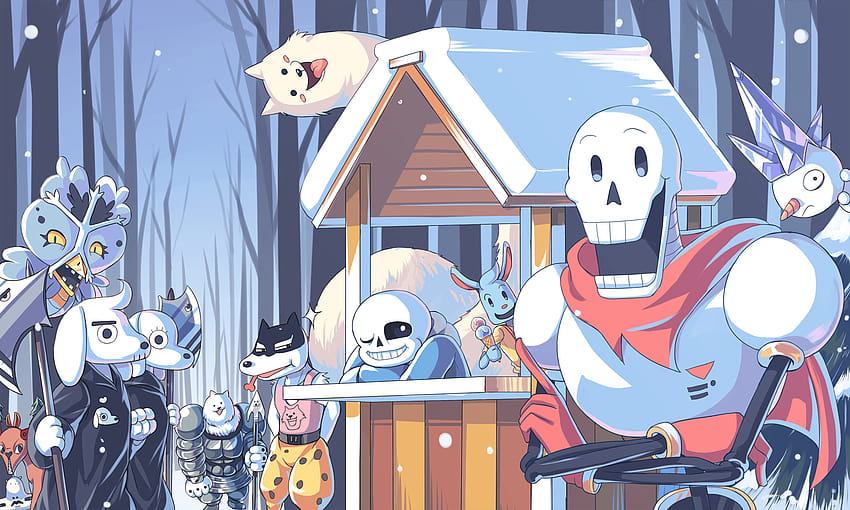 Snowdin Full and Backgrounds, sans undertale HD wallpaper